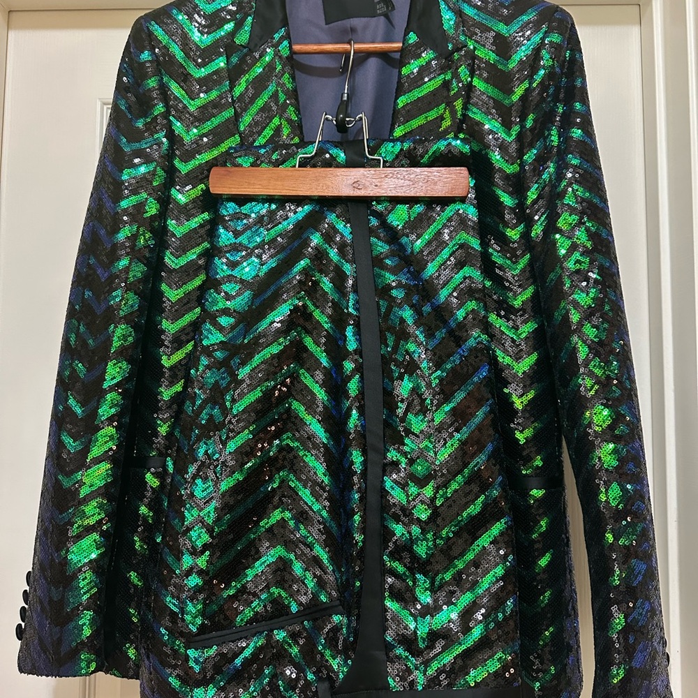 Special Edition ASOS Tuxedo Green Geo Pattern with Sequins